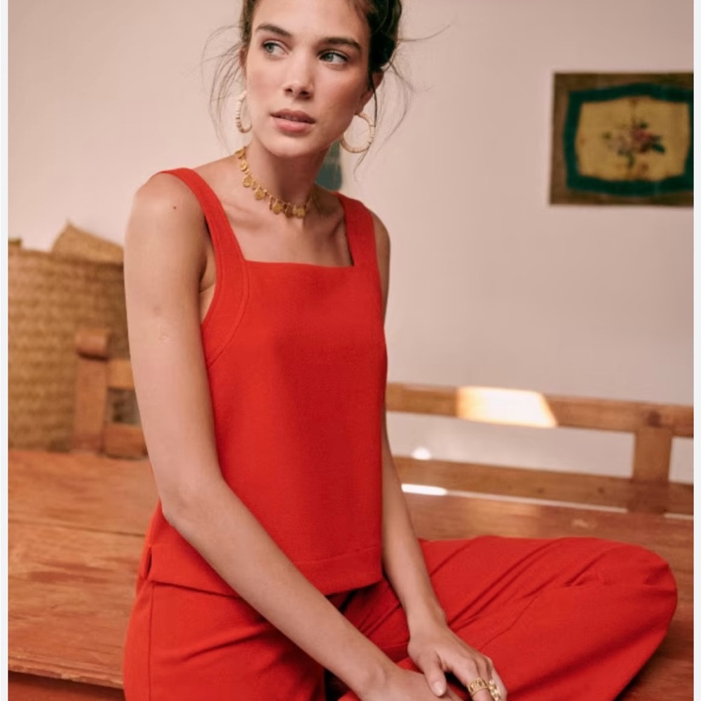 Sezane Vibrant Red Donia Blouse